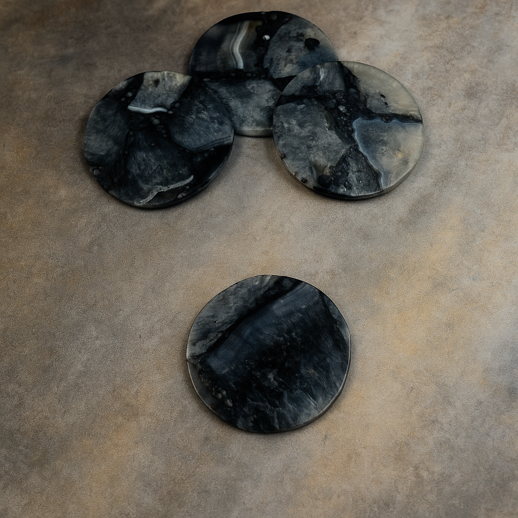 Black Agate Rasin Round Coaster