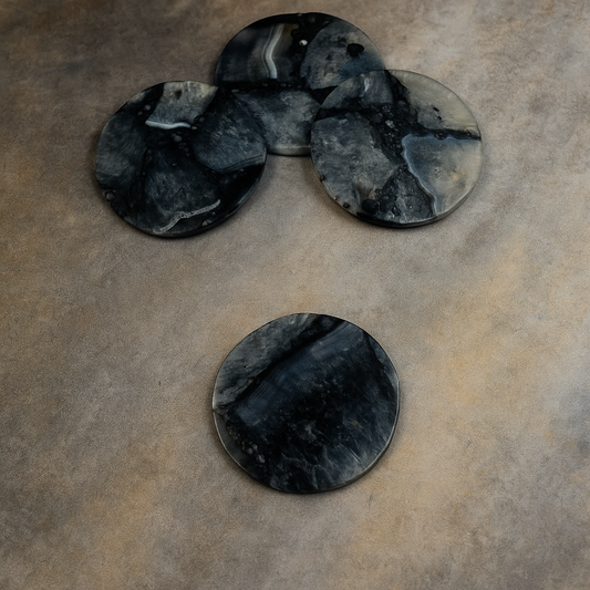 Black Agate Rasin Round Coaster