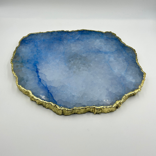 Blue Agate Natural Round Shape Platter