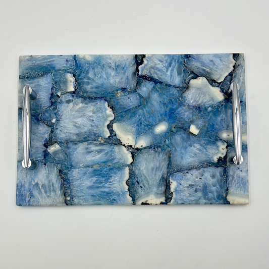 Blue Agate Tray with handle