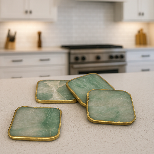 Green Aventurine Square Coasters
