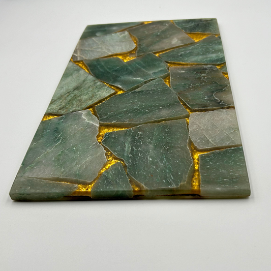 Green Aventurine with Golden Shimmer Tray
