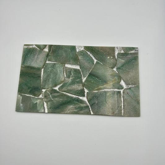 Green Aventurine with Silver Shimmer Tray