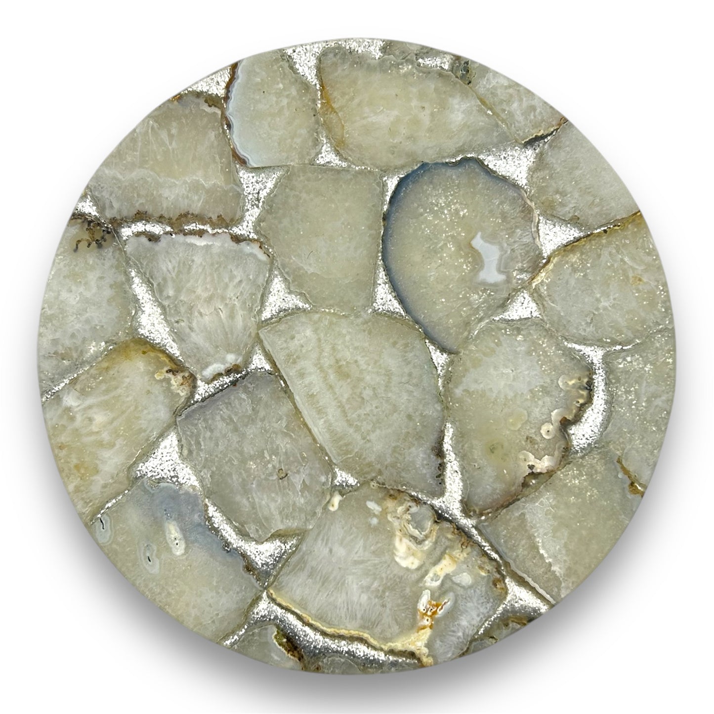 White Agate with Silver Shimmer Platter