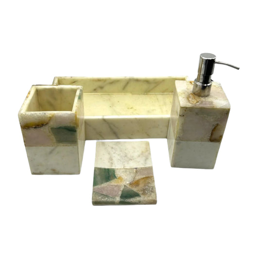 MIx Agate with White Marble Stone Bath Set