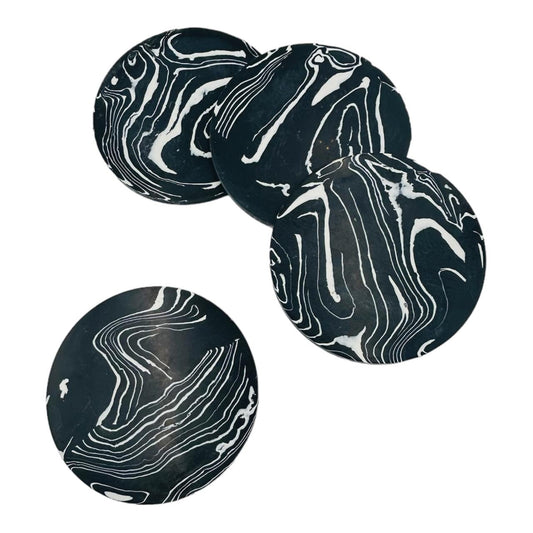 Black & White Synthetic Coaster set of 4