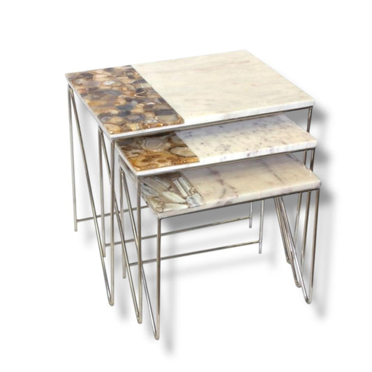 Marble Fusion Semi Precious  Nesting Table