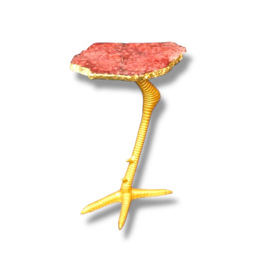Gold Ostrich Leg Agate Slice Side Table