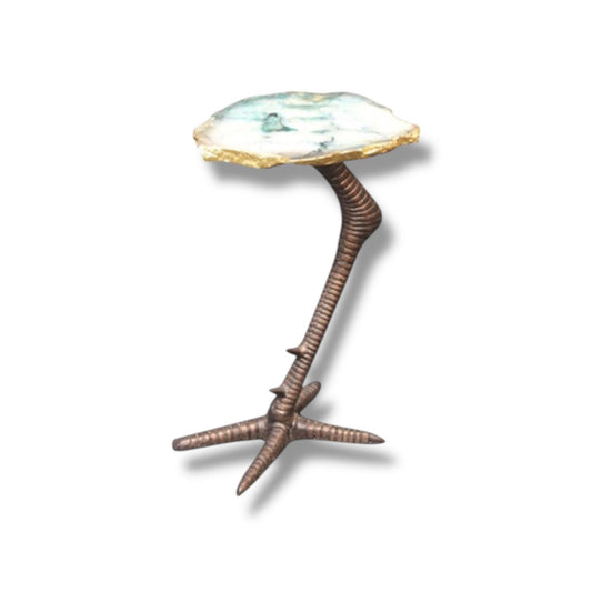 Bronze Ostrich Leg Agate Slice Side Table