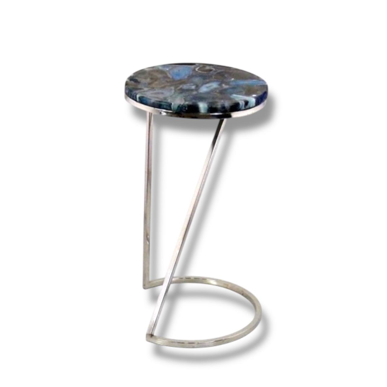 Blue Agate Slice Semi Circle Table
