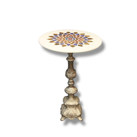 Semi Precious Stone  Inlay Marble Base Table