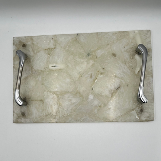 White Agate Tray with handle