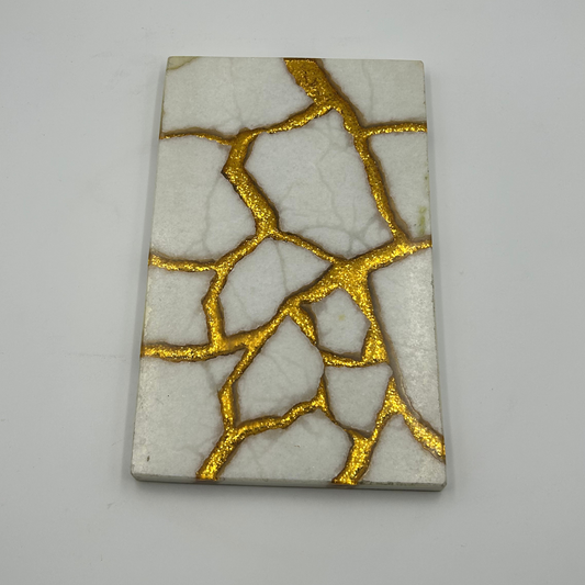 White Marble with Golden Glitter