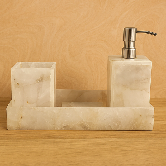 White Quartz Bath Set