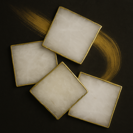 White Quartz Square Coasters