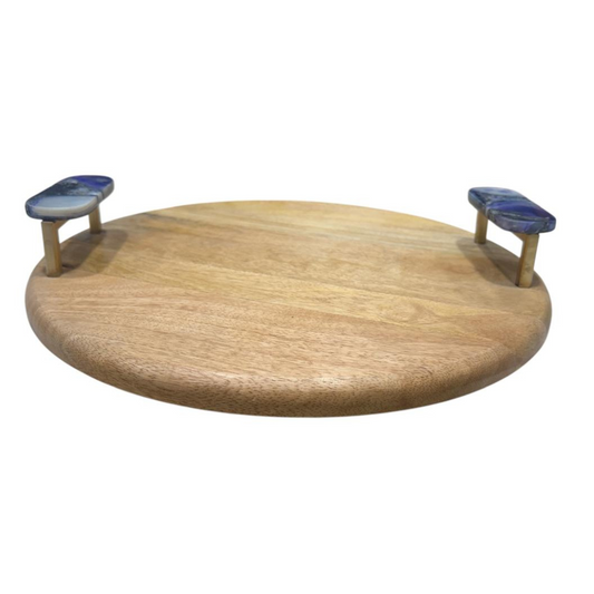 Wooken Tray with agate stone handle 3