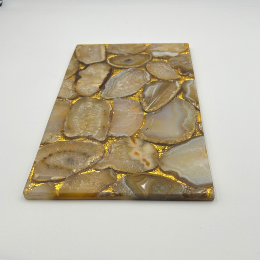 Yellow Agate with Golden Glitter Tray