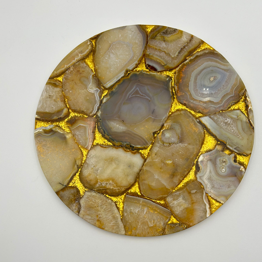 Yellow Agate with Golden Shimmer Platter