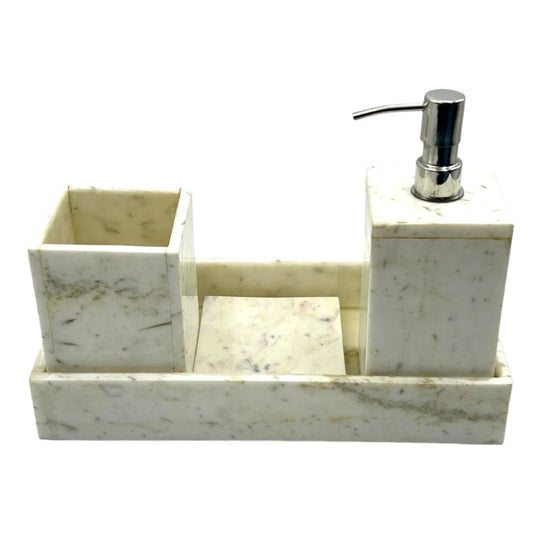 White Marble Bath Set
