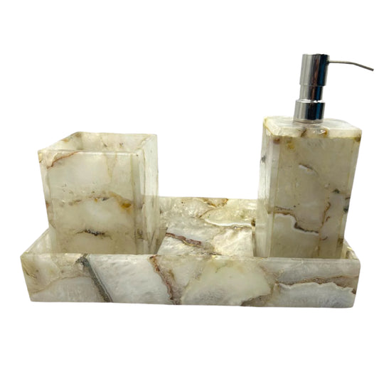 White Agate Natural Stone Bath Set