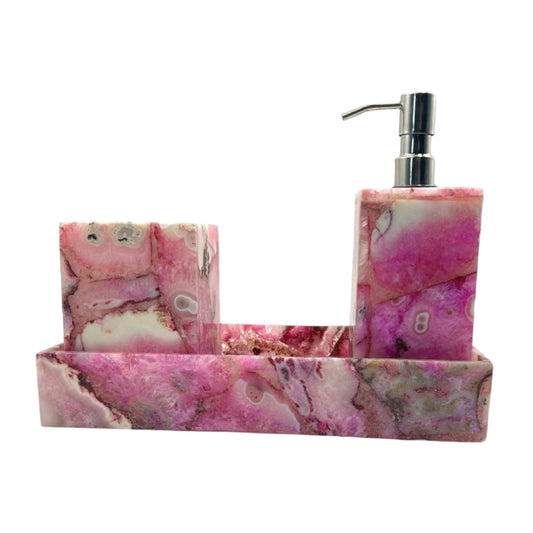 Pink Agate Bath Set