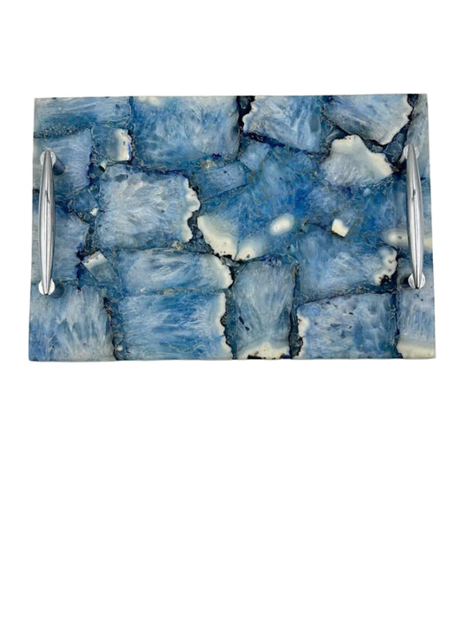 Blue Agate Tray with Handle