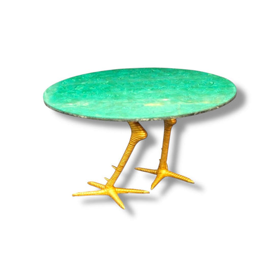 Gold Ostrich Round Malachite Table