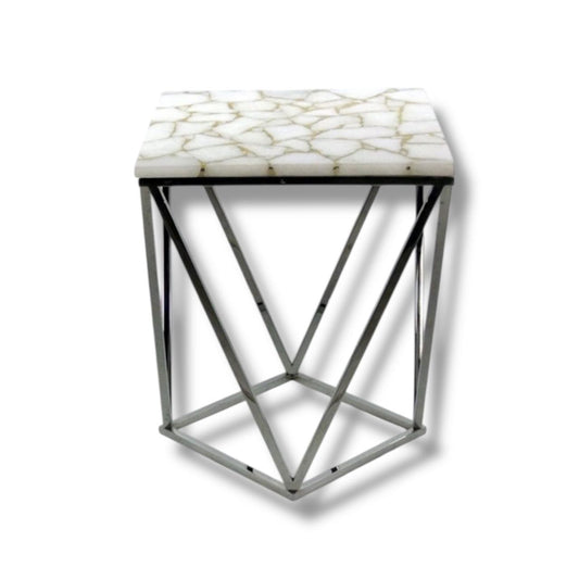 White Quartz Gold  Shimmer Table