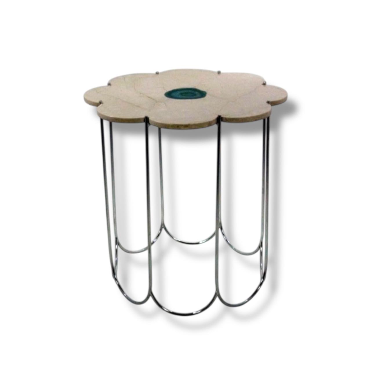 Single Agate Slice Marble Table