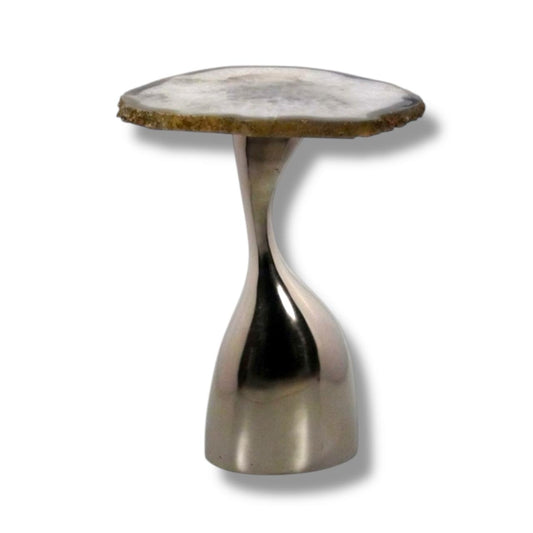 White Agate Slice Cat Style Table