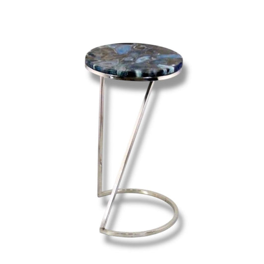 Blue Agate Slice  Semi Circle Table