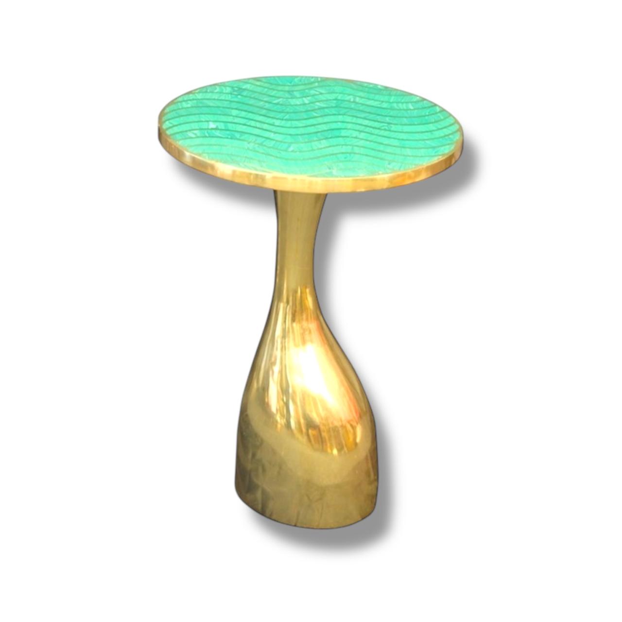 Wave Cat Design Malachite Inlay Table