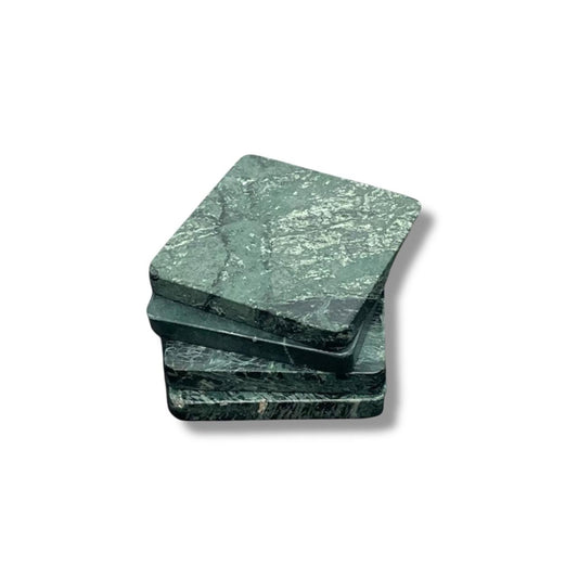 Green Marble Square Coaster S/4