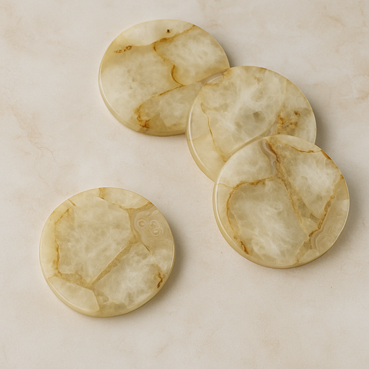 White Agate Rasin Round Coaster