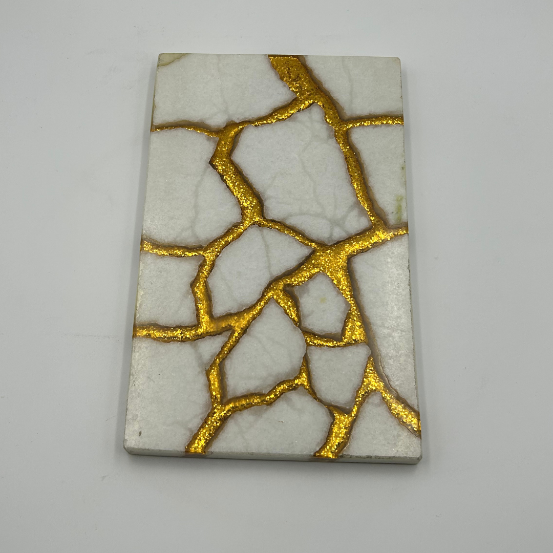 White Marble with Golden Glitter